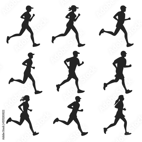 Wallpaper Mural Runners vector silhouettes set Torontodigital.ca