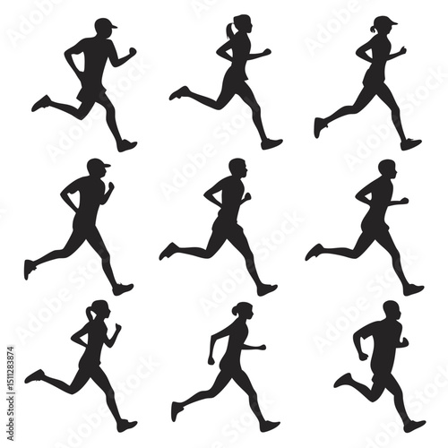 Wallpaper Mural runners vector silhouettes. runners vector illustration. Torontodigital.ca
