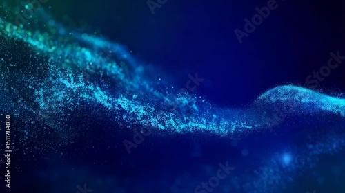 Wallpaper Mural Abstract blue particle wave flowing gently across a dark blue gradient background creating a modern, dynamic and mesmerizing aesthetic. Torontodigital.ca