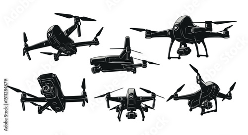 Drone Technology: A series of unmanned aerial vehicles showcasing cutting-edge drone technology and aerial capabilities.