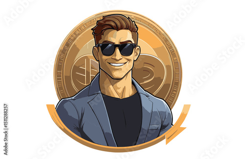 Confident Man Cartoon Illustration Stylish, Successful, and Wealthy