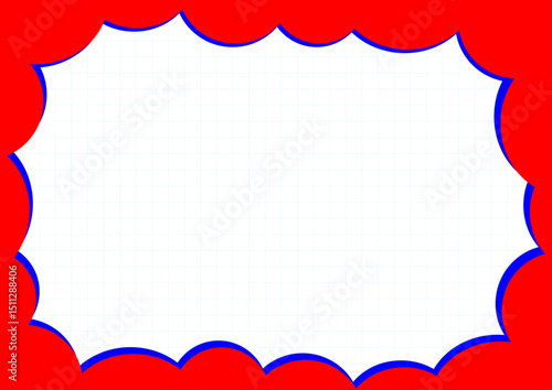 万博風の赤と青のかわいいフレーム