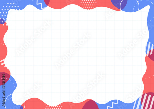 万博風の赤と青のかわいいフレーム