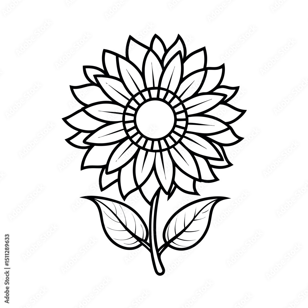 sunflower-outline-vector-on-white-background sunflower-outline-vector-on-white-background