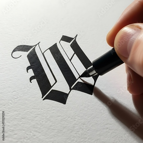 Letter W Drawing with Pen