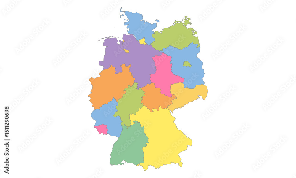 Fototapeta premium Multicolor Map of Germany with States