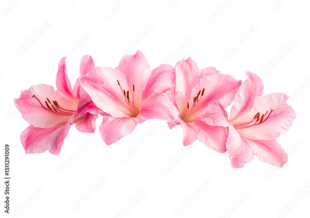 Fototapeta premium Vibrant pink flowers in full bloom on transparent background, PNG