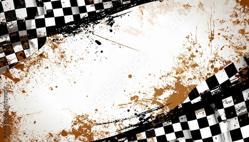 Racing checkered flag with grunge splash effect - works well for marketing materials