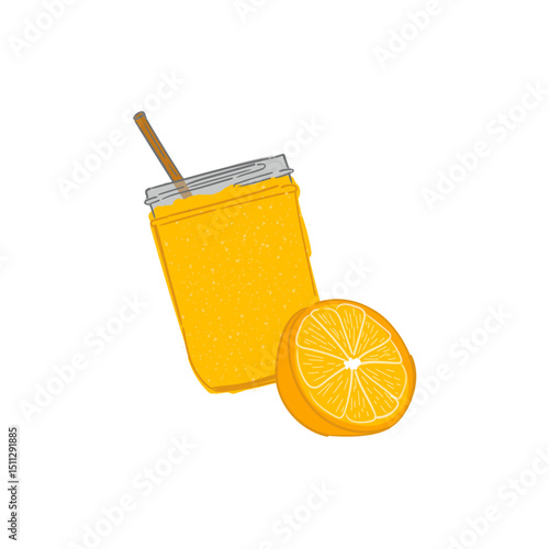 glass of orange juice with lemon