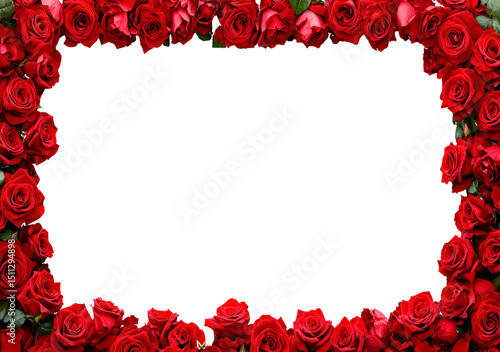 Fototapeta Naklejka Na Ścianę i Meble -  Red roses frame border for text and design on transparent background, PNG