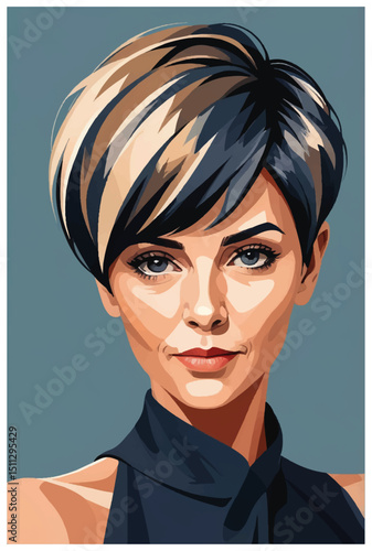 woman with a modern hair style looking forward  