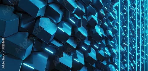 Blue Digital Blocks Abstract Technology Background