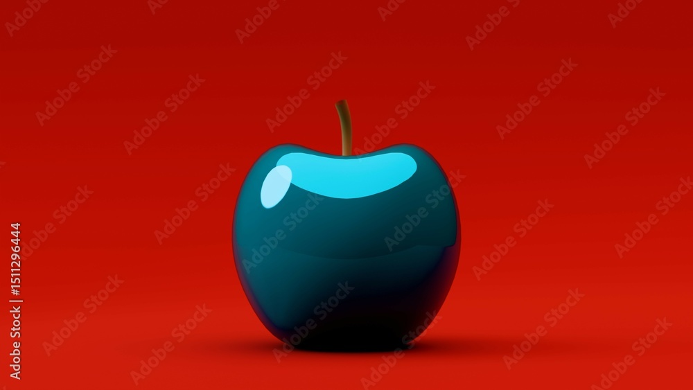 Obraz premium Blue apple on red background....