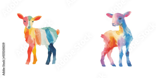 abstract color silhouette of lamb watercolor vector illustration