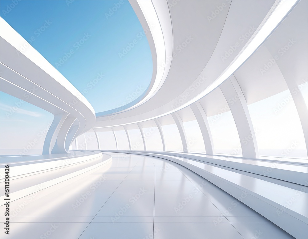 Fototapeta premium 近未来的で開放的な空間の背景