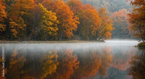 autumn landscape with lake By Generated AI