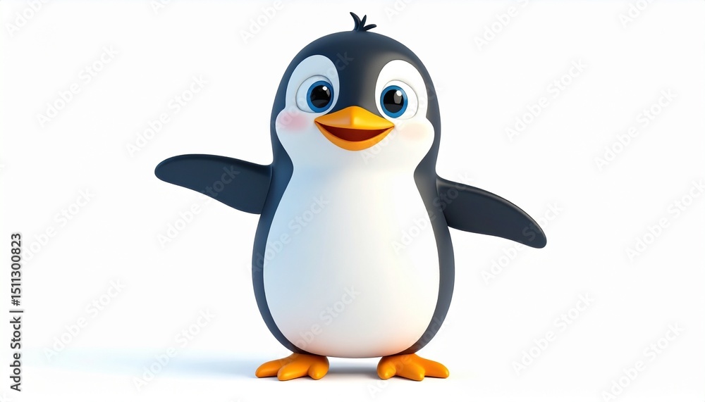 Fototapeta premium penguin character with rounded body and tiny flippers