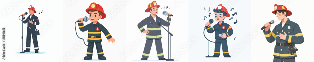 firefighter character vector is singing firefighter character vector is singing