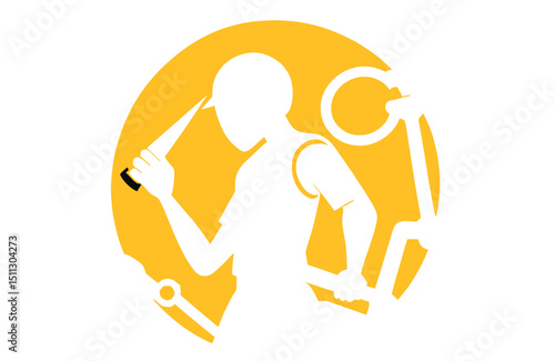 Extreme Sports Silhouette BMX Rider Performing a Daring Stunt, Dynamic Action, Adrenaline Rush, Vector Illustration