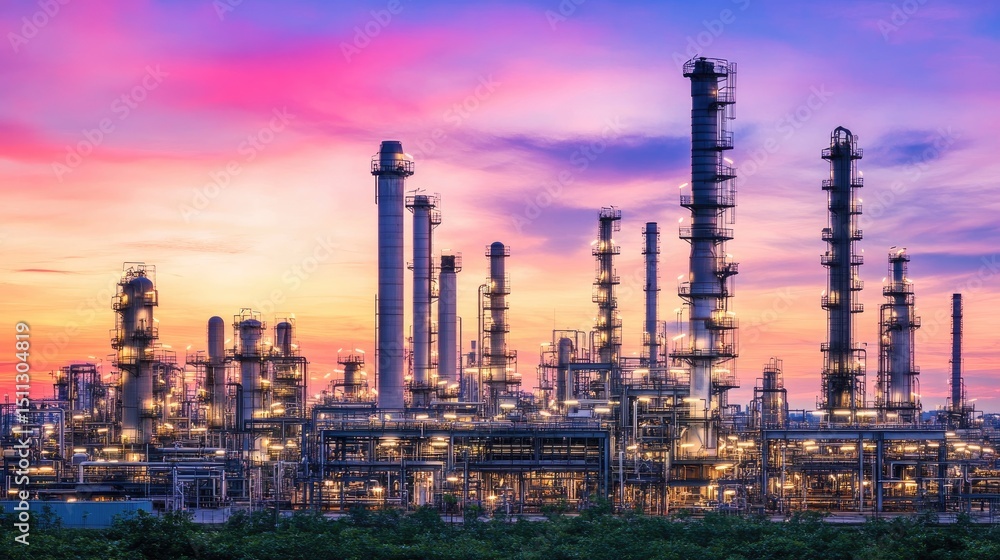 Oil refinery safety monitoring station displaying temperature and pressure gauges Oil refinery safety monitoring station displaying temperature and pressure gauges
