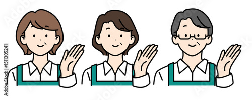 中年 店員さん エプロン こちら