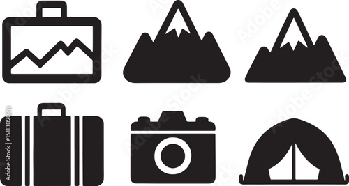 Adventure Travel Vector Silhouette Icon Set