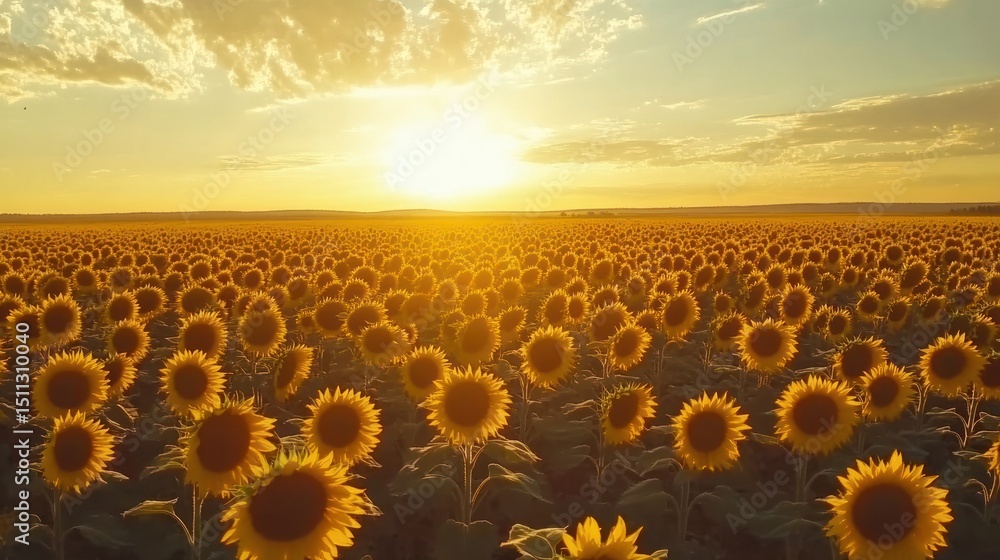 Obraz premium Golden Sunflower Field at Sunset