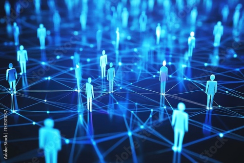 A captivating digital visualization showcasing human figures within a network, symbolizing communication and connectivity in our technology-driven world.