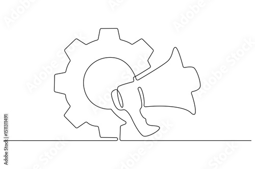 Continuous one line drawing of Marketing automation icon. Single line drawing illustration of Automated marketing strategies. Digital business solutions concept vector art. Doodle line illustration.