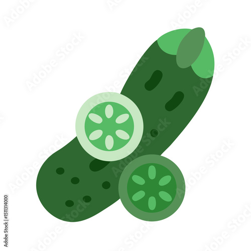 Cucumber Vegetable Icon for Healthy Toddler Food and Salads
