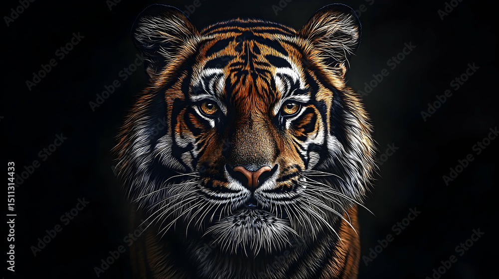 Fototapeta premium Close-up portrait of a tiger's head.