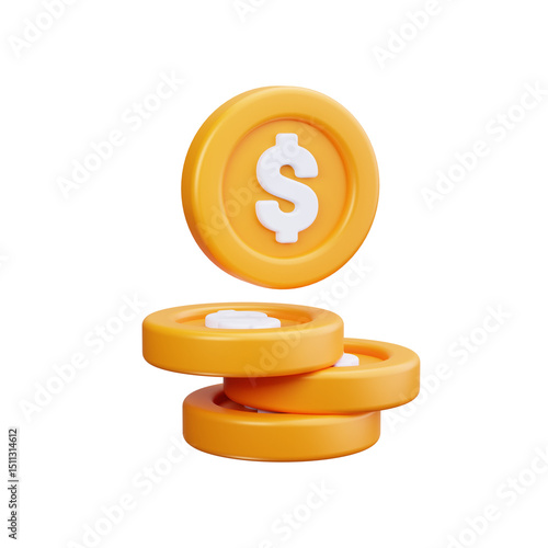 Coins 3d render icons