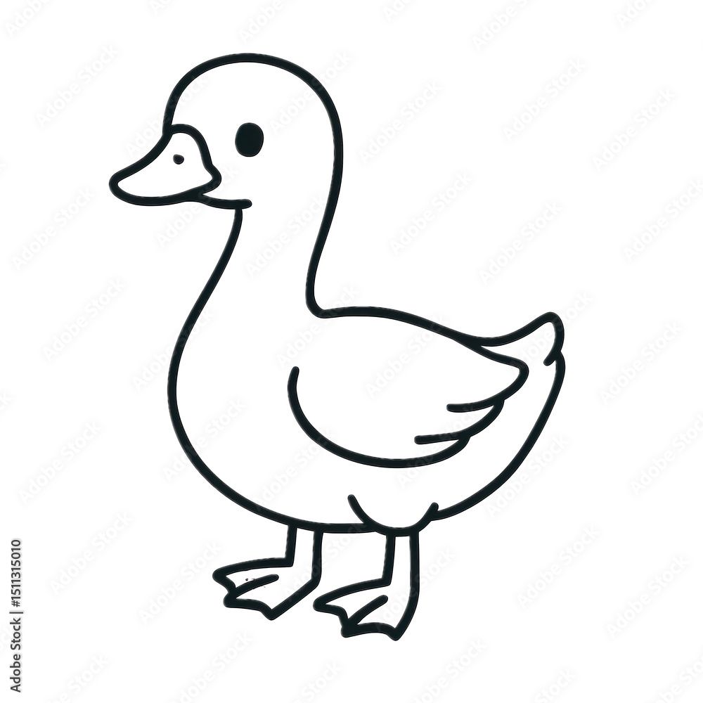 Playful Duckling Illustration: An adorable duckling in a charming illustration, depicted with simple black lines, embodying innocence and cuteness. Playful Duckling Illustration: An adorable duckling in a charming illustration, depicted with simple black lines, embodying innocence and cuteness.