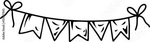 Hand-Drawn Bunting Banner Outline