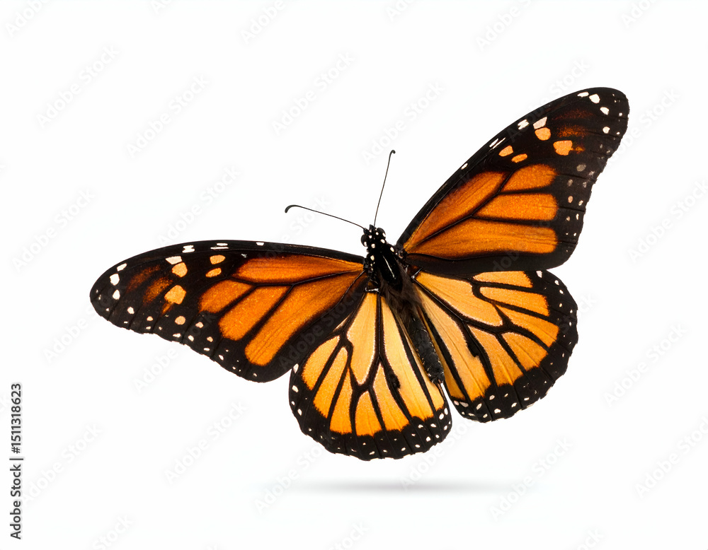 Fototapeta premium Monarch Butterfly Wings Open High-Resolution Image of a Butterfly in Flight