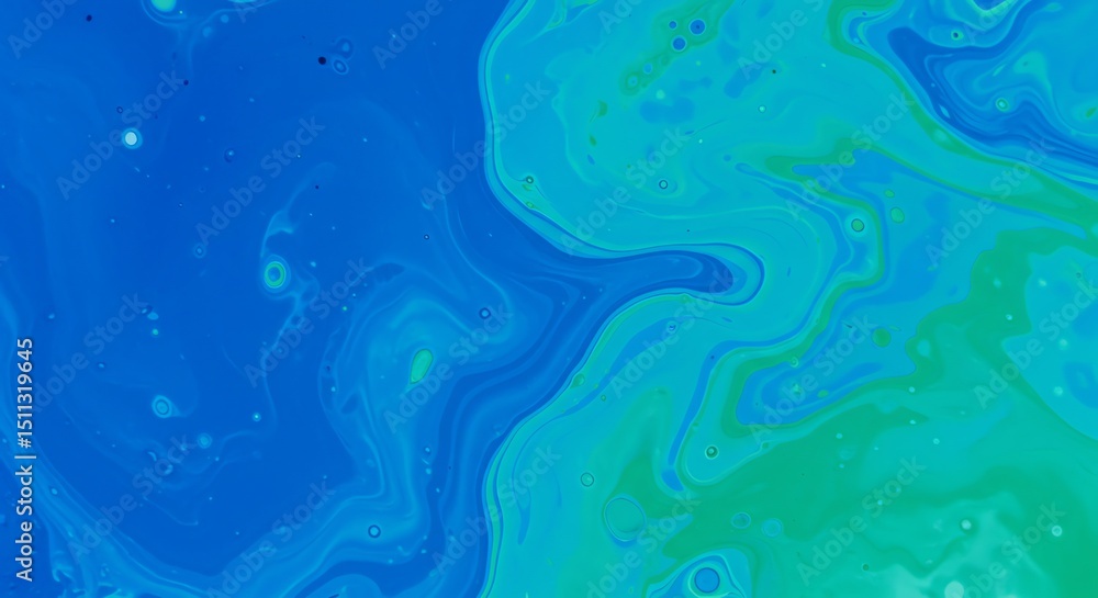 Obraz premium Abstract Fluid Painting: Serene Teal and Blue Swirls