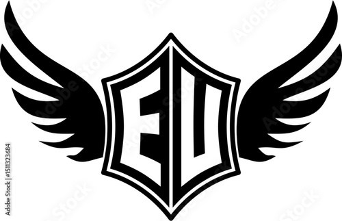 EU logo emblem with winged and shield template
