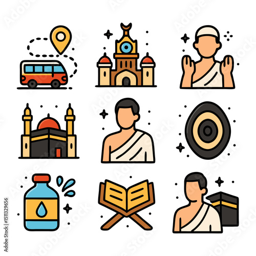2d icon pack with hajj theme. Perfect for your projects, digital marketing, website design