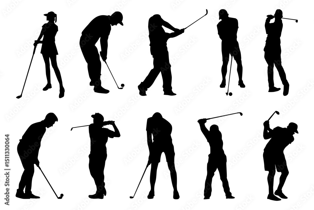 Naklejka premium Golf Silhouette Illustration Set