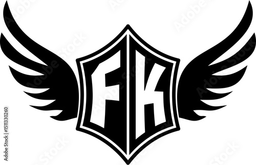 FK logo emblem with winged and shield template