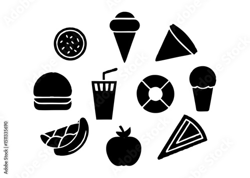 food and drinks con silhouette set