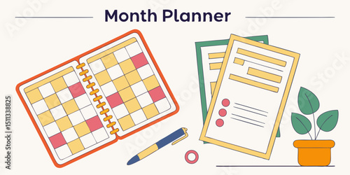 Calendar Set – Collection of Date, Month, and Planner Icons and Templates

