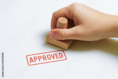 Finalizing a Decision – Hand Stamping “Approved” as a Symbol of Official Confirmation