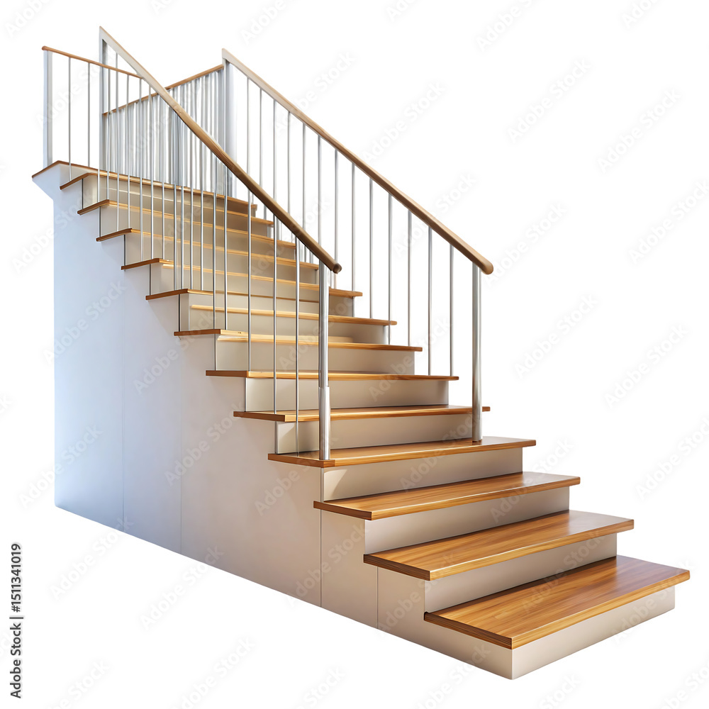 Photo of Elegant white staircase isolated on transparent background Photo of Elegant white staircase isolated on transparent background