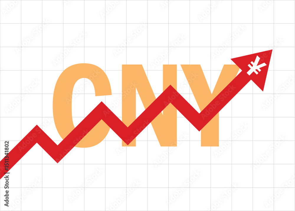 CNY Chinese Yuan arrow graph going up CNY Chinese Yuan arrow graph going up