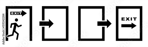 Exit door symbol emergency vector 