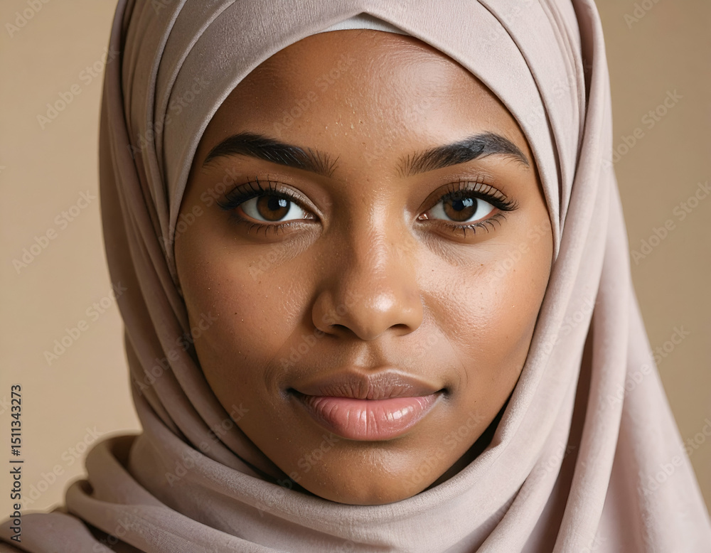 Serene Beauty A Close-Up Portrait of a Woman in a Hijab Serene Beauty A Close-Up Portrait of a Woman in a Hijab