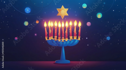 2025-26-27,culture and entertainment, holiday ,event, lace,textile,curtain, horizontal, judaism, , window, ,candle, candlelight, hanukkah, menorah, beauty, lighting equipment, 