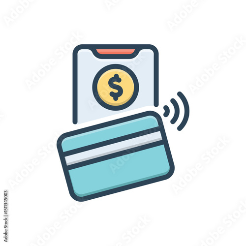 Color illustration icon for contactless payment