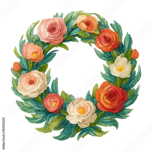 PNG Floral wreath watercolor elegance